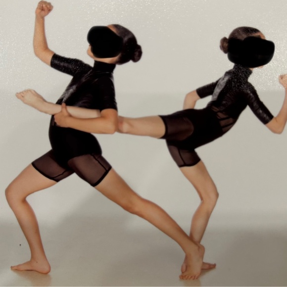 Black Sheer Panel Dance Costume / Bodysuit - Picture 8 of 8